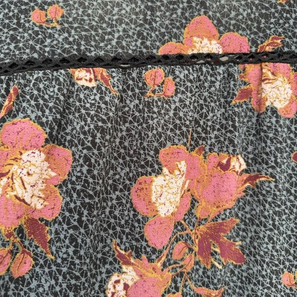 Knox Rose Floral Peasant Blouse Large Boho Tassel Tie Long Sleeve - Picture 4 of 9